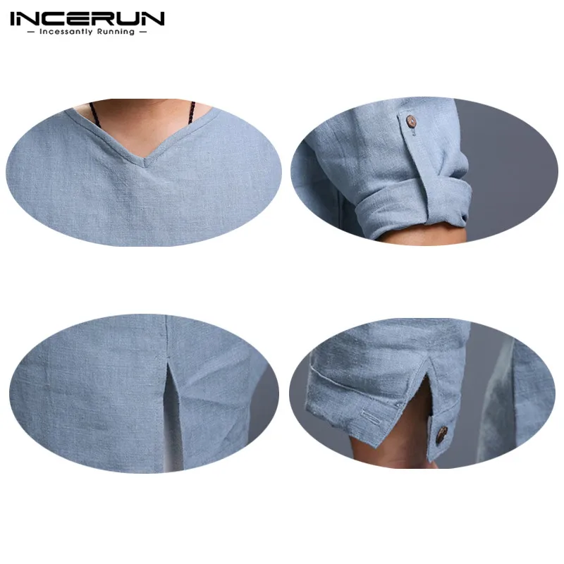 INCERUN Chinese Style Mens Shirts Long Sleeve Folded V Neck Plain Tee Shirt Loose Fit Cotton Tops Man Camisas Masculina Clothing
INCERUN Chinese Style Mens Shirts Long Sleeve Folded V Neck Plain Tee Shirt Loose Fit Cotton Tops Man Camisas Masculina Clothing