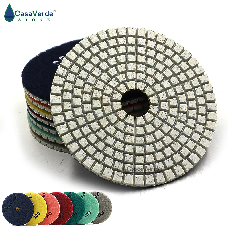 7pcs/set dry or wet polishing 4 inch diamond polishing disc polishing pads 100mm for granite and marble
7pcs/set dry or wet polishing 4 inch diamond polishing disc polishing pads 100mm for granite and marble