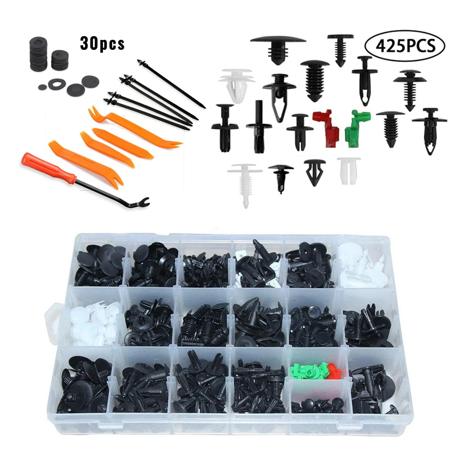 425 Pcs set Mixed Auto Fastener Clips Retainer Rivet With 30PCS Tool For Ford Chevrolet Bumper Door Panel Fender
425 Pcs set Mixed Auto Fastener Clips Retainer Rivet With 30PCS Tool For Ford Chevrolet Bumper Door Panel Fender
