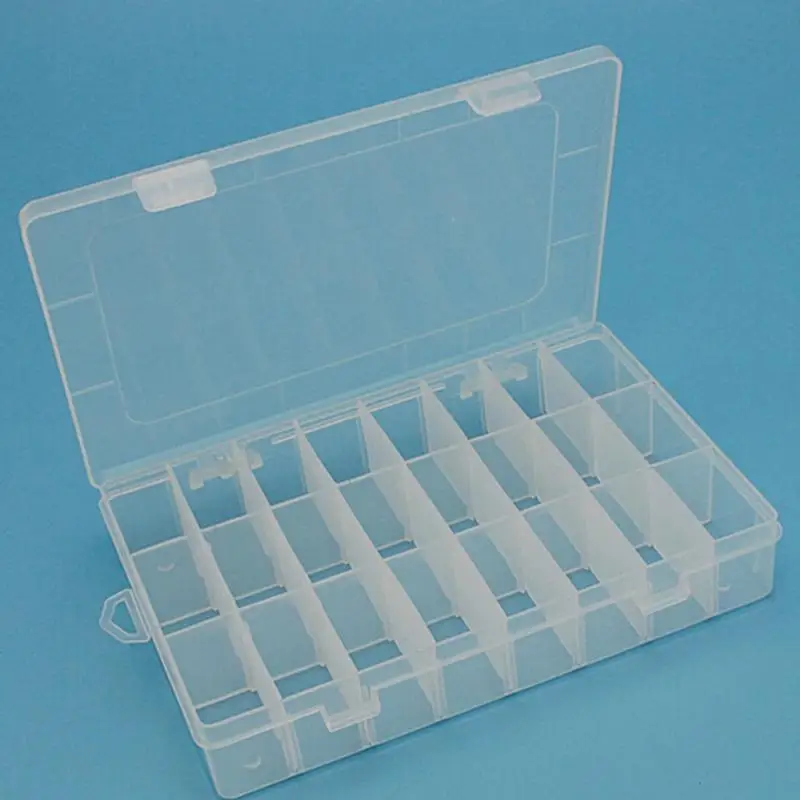Регулируемый 24 Отсек пластиковый ящик для хранения ювелирных изделий серьги