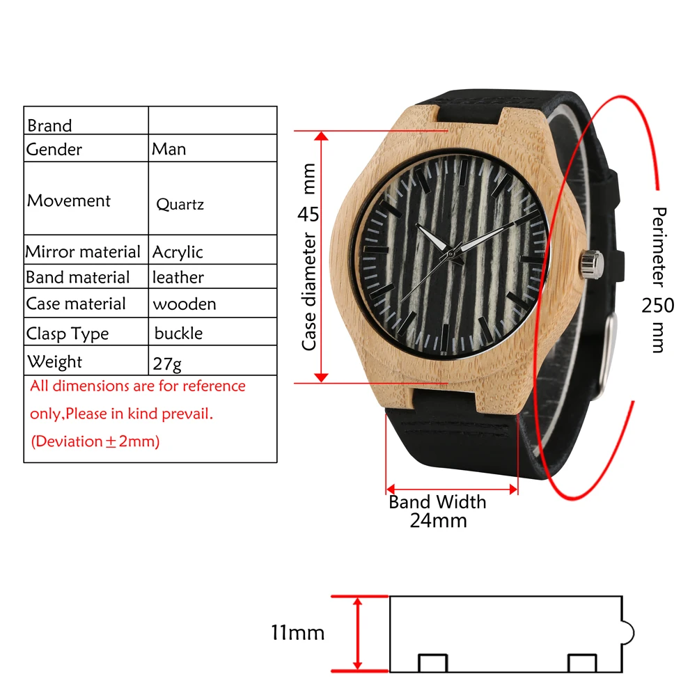 Man's Black Wood Watch Leather Strap Quartz Wood Watches Analog Wood Watches for Teenager
Man's Black Wood Watch Leather Strap Quartz Wood Watches Analog Wood Watches for Teenager