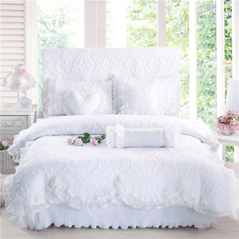 100%Cotton Thick Quilted lace Bedding set Bed set Princess Korean Girls White Pink Bed skirt set Pillowcase34
100%Cotton Thick Quilted lace Bedding set Bed set Princess Korean Girls White Pink Bed skirt set Pillowcase34