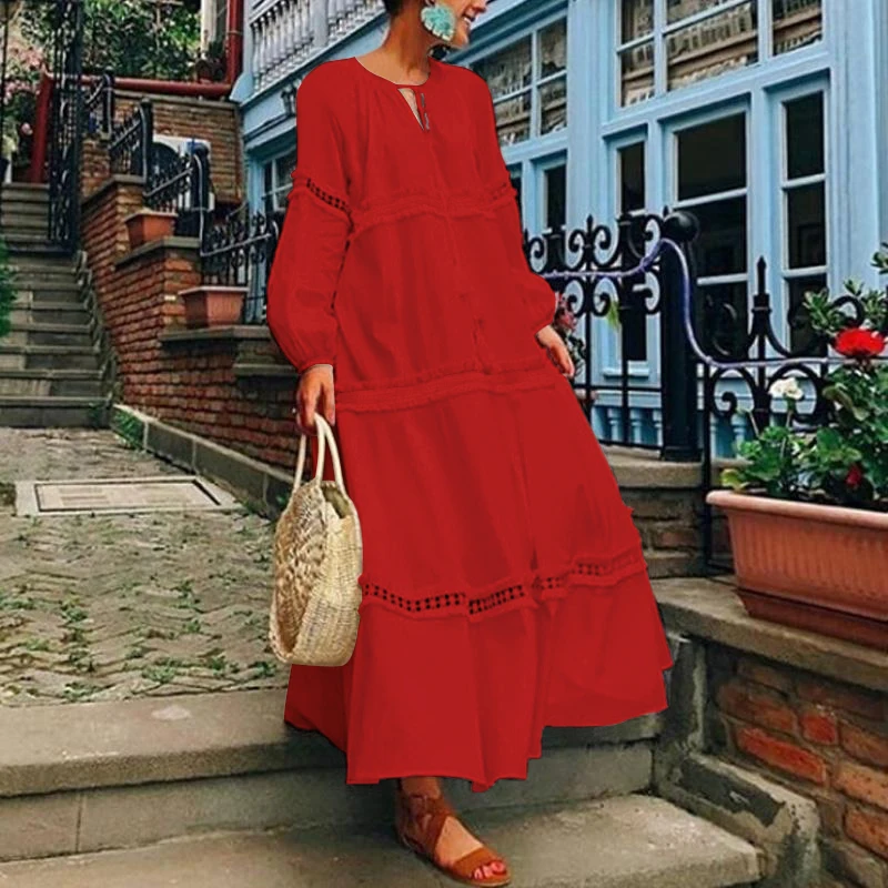 VONDA Bohemian Women Maxi Long Dress 2022 Spring V Neck Hollow Long Lantern Sleeve Autumn Dresses Casual Loose Vestido
VONDA Bohemian Women Maxi Long Dress 2022 Spring V Neck Hollow Long Lantern Sleeve Autumn Dresses Casual Loose Vestido
