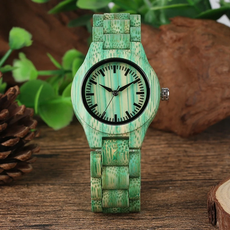 Fresh Green Full Bamboo Wood Watch Women Female Clock Adjustable Natural Wood Bracelet Quartz Wristwatches Sports dames horloges
Fresh Green Full Bamboo Wood Watch Women Female Clock Adjustable Natural Wood Bracelet Quartz Wristwatches Sports dames horloges