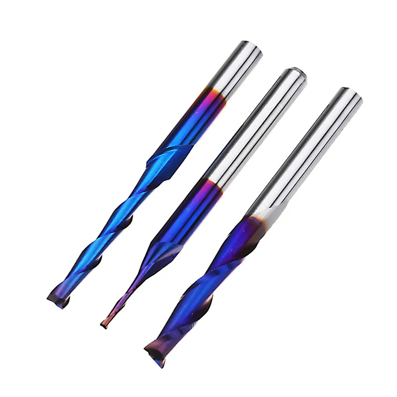 DANIU 10pcs 3.175mm Shank Blue Coated Spiral Flat End Mill Two Flute CNC Milling Cutter Durable | Инструменты