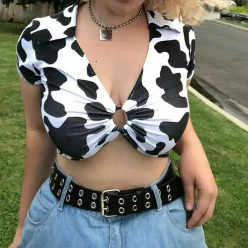 2019 Women Turn-down Collar V Neck Short Sleeve Grommet Cow Pattern Slim Top Shirt Blouse
2019 Women Turn-down Collar V Neck Short Sleeve Grommet Cow Pattern Slim Top Shirt Blouse
