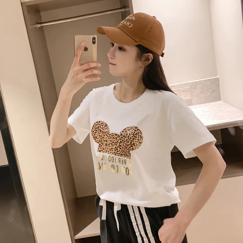Leopard Print Ladies 2019 Summer Cotton Loose T Shirts Femme Short sleeve Tee Tops Women O neck Tshirts White Plus Size
Leopard Print Ladies 2019 Summer Cotton Loose T Shirts Femme Short sleeve Tee Tops Women O neck Tshirts White Plus Size