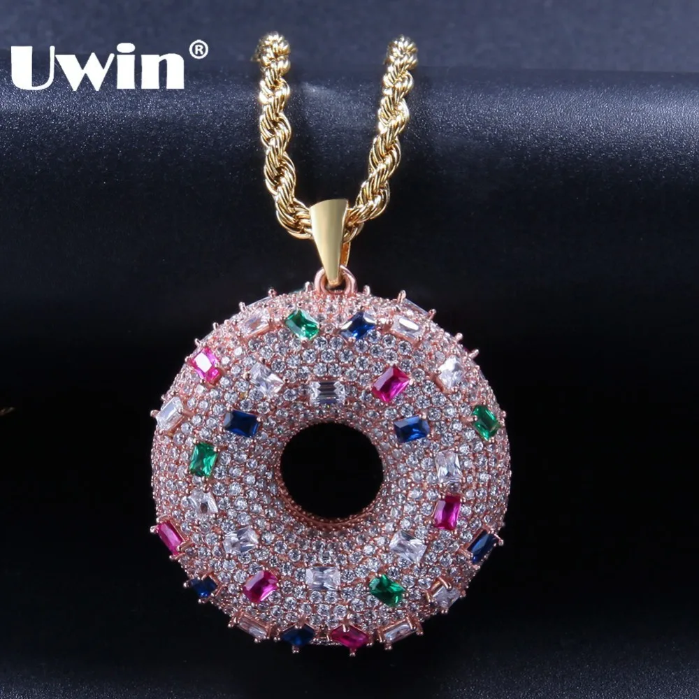 UWIN Two-sided Cute Doughnut Shape Pendant Necklaces Fashion Rose Gold Color Full Iced Colored Cubic Zirconia Hiphop Jewelry
UWIN Two-sided Cute Doughnut Shape Pendant Necklaces Fashion Rose Gold Color Full Iced Colored Cubic Zirconia Hiphop Jewelry