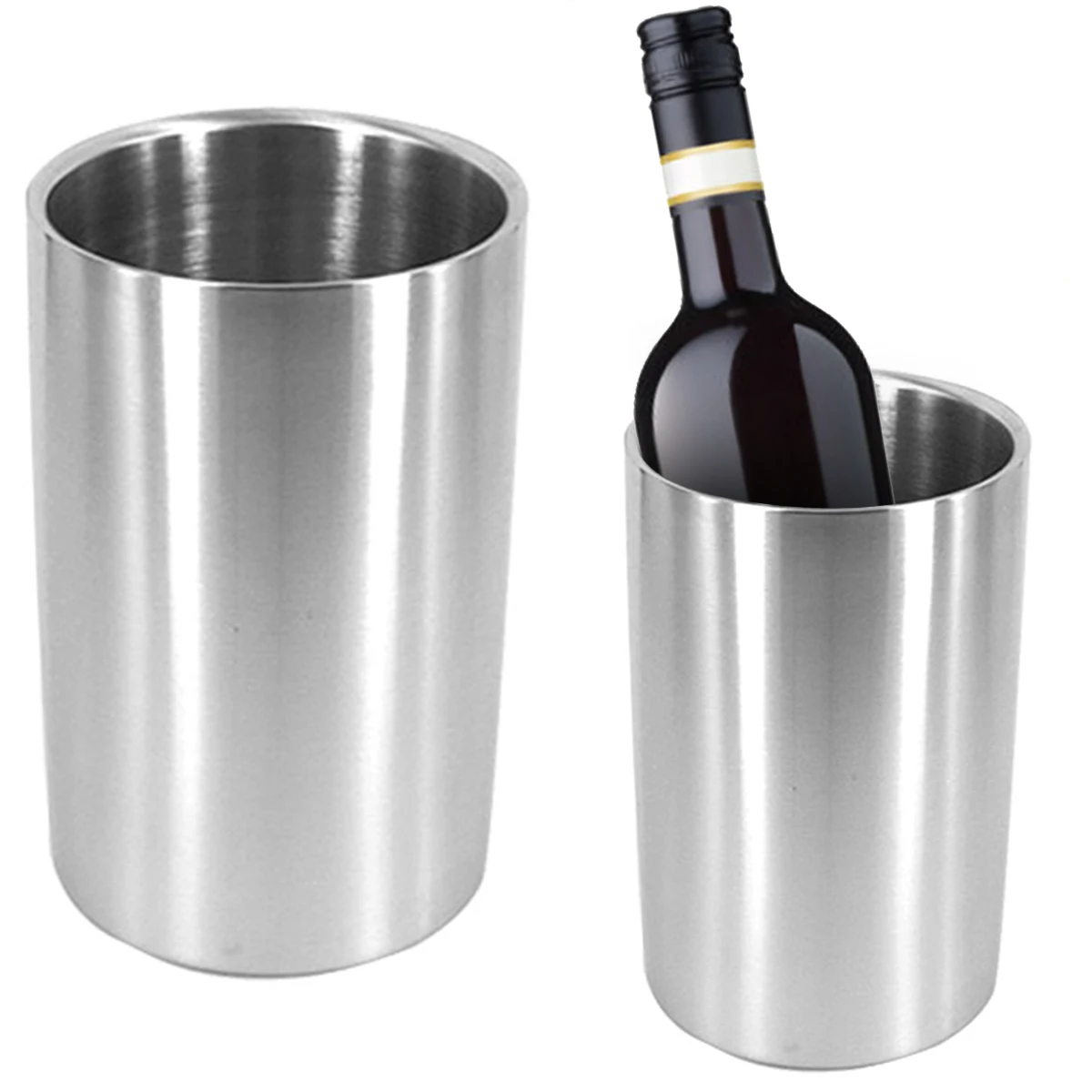 1PC Stainless Steel Silver Double Wall Insulated Wine Chiller Iceless Wine Cooler Champagne Bucket
1PC Stainless Steel Silver Double Wall Insulated Wine Chiller Iceless Wine Cooler Champagne Bucket