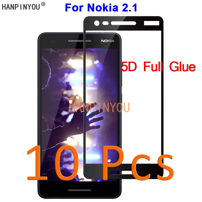 10 шт./лот для Nokia 2 1 TA-1080 TA-1092 5 "5D полное клеевое Покрытие Закаленное стекло