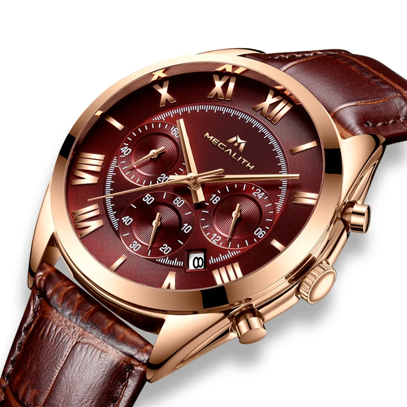 MEGALITH Fashion Watches Men Luxury Top Brand Waterproof Geniune Leather Watch Quartz Wristwatch Man Clock Relogio Masculino |