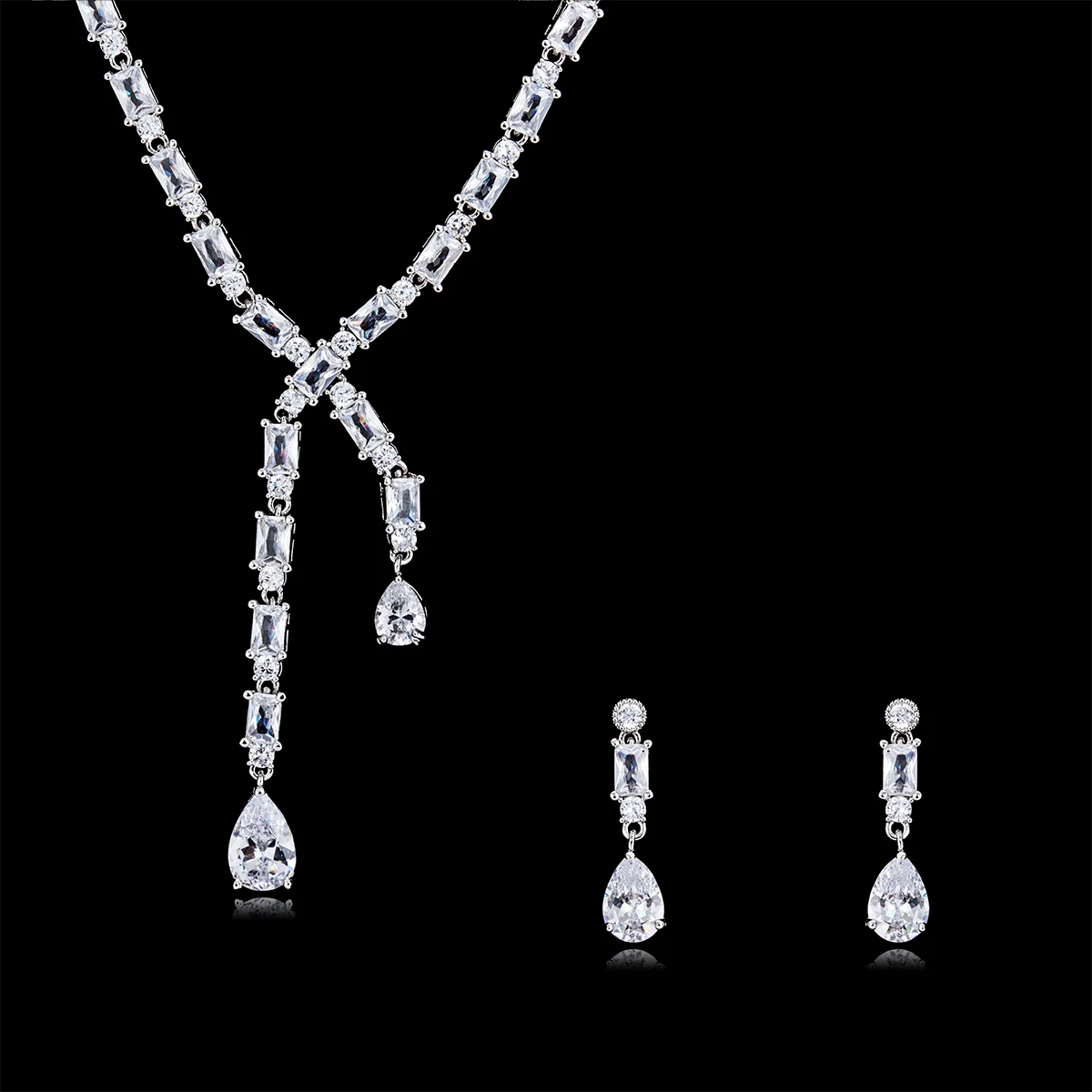 Crystal CZ Cubic Zirconia Bridal Wedding Drop Necklace Earring Set Jewelry Sets for Women Accessories CN10110
Crystal CZ Cubic Zirconia Bridal Wedding Drop Necklace Earring Set Jewelry Sets for Women Accessories CN10110