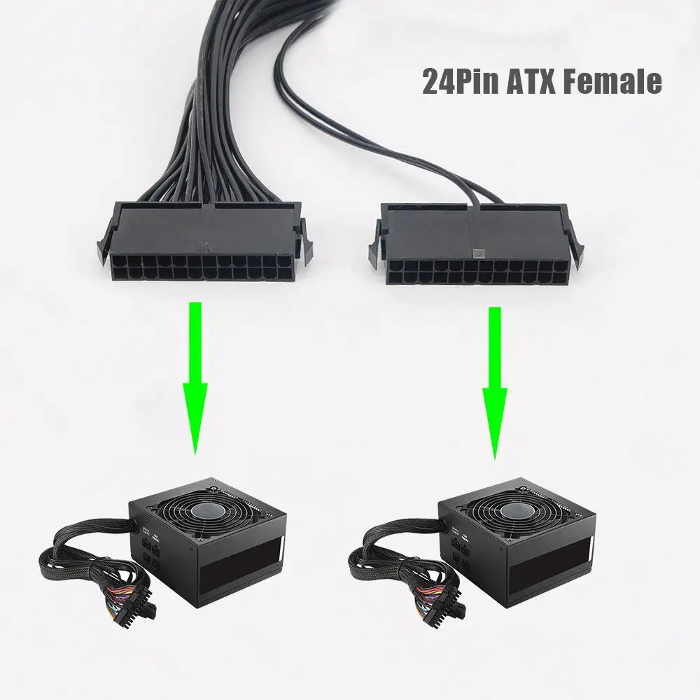Power Supply Splitter Dual PSU Cable Adapter 24 Pin 20+4 ATX Motherboard Extension 24-Pin Mining Adapt |