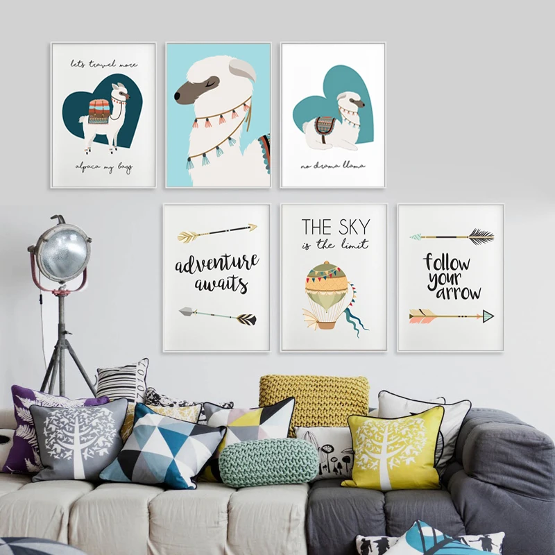 Air Balloon Kids Wall Art Alpaca Pictures Llama Posters Cartoon Canvas Painting Western Art Prints Home Decor Waterproof Ink
Air Balloon Kids Wall Art Alpaca Pictures Llama Posters Cartoon Canvas Painting Western Art Prints Home Decor Waterproof Ink