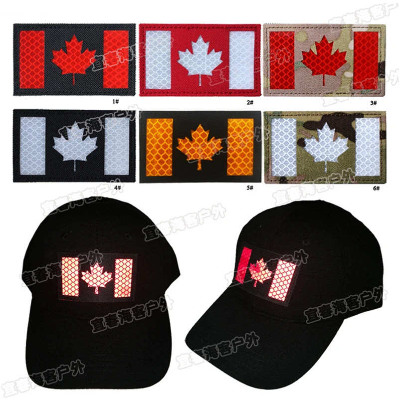 Фото Светоотражающий канадский Национальный флаг тканевые нашивки Военная