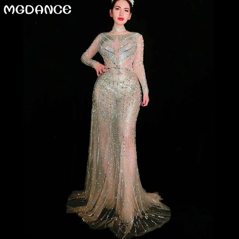 New Women Sexy Stage Mesh Rhinestones Dress Big Stretch One-piece Dress Singer Evening Performance Skinny Stage Wear
New Women Sexy Stage Mesh Rhinestones Dress Big Stretch One-piece Dress Singer Evening Performance Skinny Stage Wear