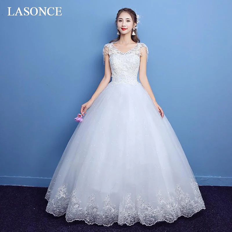 LASONCE Illusion V Neck Lace Appliques Ball Gown Wedding Dresses Elegant Beading Tank Sequined Backless Bridal Gowns
LASONCE Illusion V Neck Lace Appliques Ball Gown Wedding Dresses Elegant Beading Tank Sequined Backless Bridal Gowns