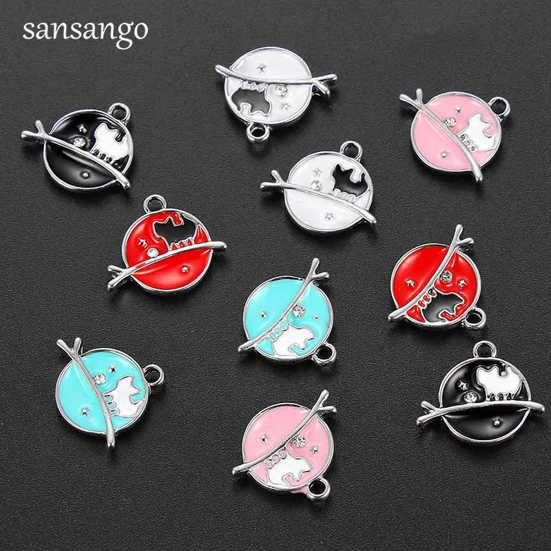 10pcs Silver Color Colorful Lovely Enamel Round Branch Cat Charms Pendant For Women Girls DIY Earrings Jewelry Accessories
10pcs Silver Color Colorful Lovely Enamel Round Branch Cat Charms Pendant For Women Girls DIY Earrings Jewelry Accessories