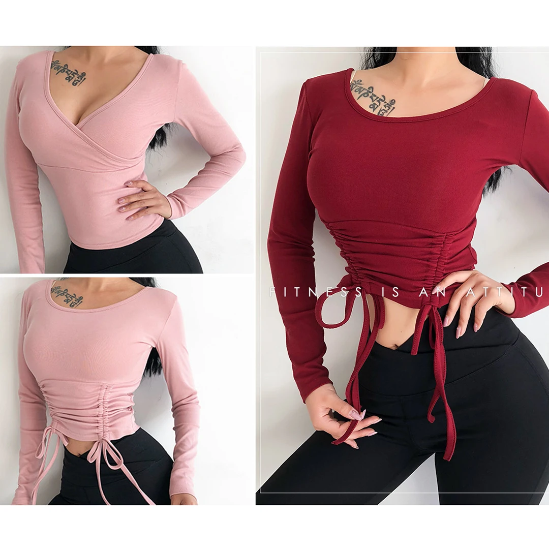 Women T-shirt Long Sleeve Front or Backward Wear Yoga Top Slim Strap Tummy Control Deep-V Design Sport Shirt Gym Workout Running
Women T-shirt Long Sleeve Front or Backward Wear Yoga Top Slim Strap Tummy Control Deep-V Design Sport Shirt Gym Workout Running