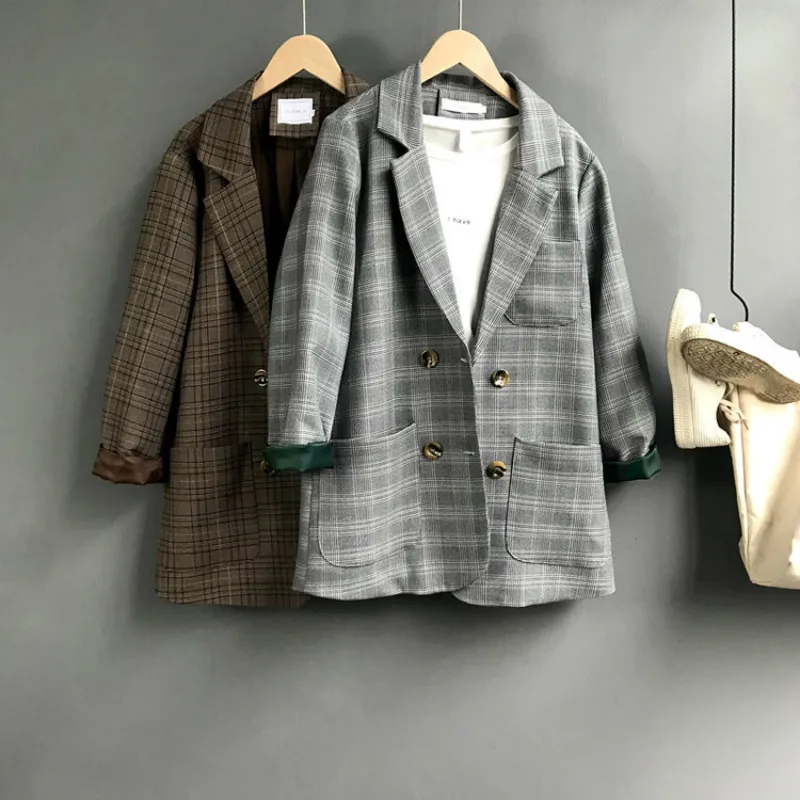 Plaid suit 2019 spring new retro children's double-breasted suit jacket casual fashion ladies suit commuter women's clothing
Plaid suit 2019 spring new retro children's double-breasted suit jacket casual fashion ladies suit commuter women's clothing