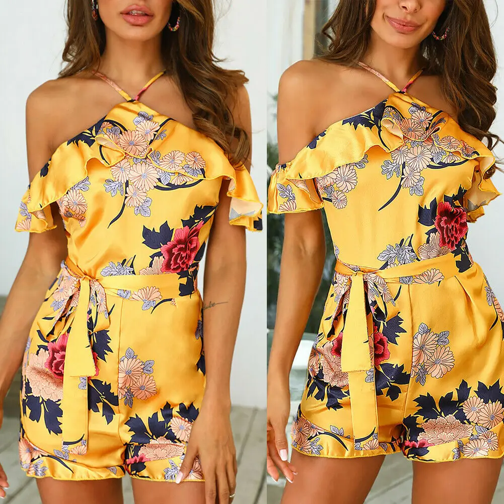 2019 Summer Women Beach Jumpsuit Plus size Print Romper Sleeveless Off Shoulder Short Overalls Backless Sexy Playsuit For Female
2019 Summer Women Beach Jumpsuit Plus size Print Romper Sleeveless Off Shoulder Short Overalls Backless Sexy Playsuit For Female
