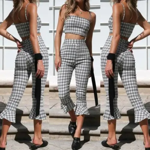 2019 SummerNEW Women Ladies Jumpsuit Plaid Clubwear Summer Off Shoulder 2Pcs Set Party Romper Trousers
2019 SummerNEW Women Ladies Jumpsuit Plaid Clubwear Summer Off Shoulder 2Pcs Set Party Romper Trousers