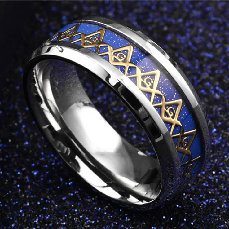 Ring Band Steel Men's 8MM Freemason Stainless Blue/Black Size6-12 Mason Titanium Ring Romantic Engagement Wedding Rings Jewelry
Ring Band Steel Men's 8MM Freemason Stainless Blue/Black Size6-12 Mason Titanium Ring Romantic Engagement Wedding Rings Jewelry