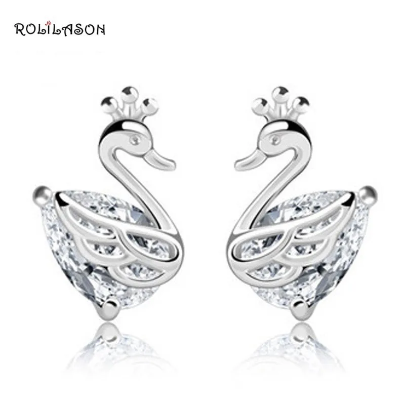 ROLILASON Pure Silver Small Swan stud earrings s925 Crystal Zircon Topaz Pure Silver Small Jewelry for party gifts SE38
ROLILASON Pure Silver Small Swan stud earrings s925 Crystal Zircon Topaz Pure Silver Small Jewelry for party gifts SE38