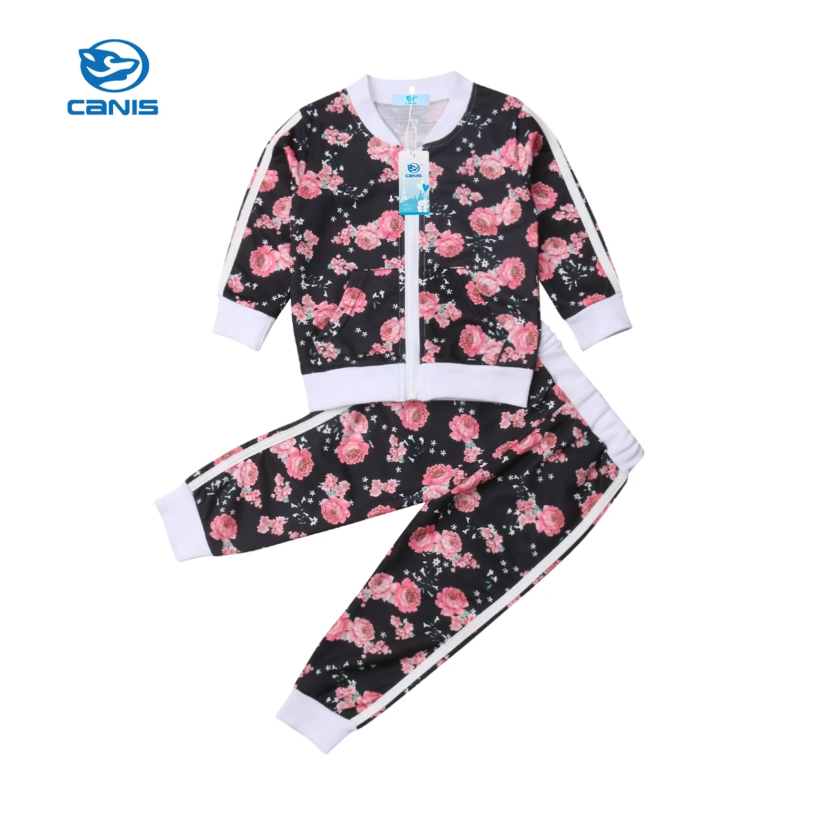 Модная спортивная одежда с цветочным принтом для маленьких мальчиков и девочек