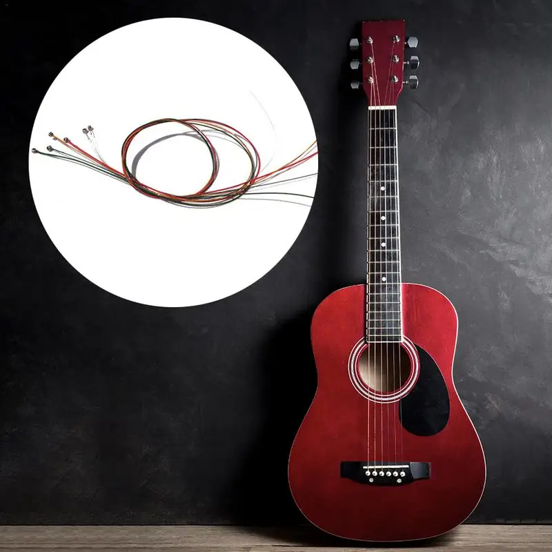 6PCS/set Wooden Guitar Rainbow Strings Acoustic Guitar Steel Strings 6 Folk Songs Classic In Bulk Multi Color Steel Strings
6PCS/set Wooden Guitar Rainbow Strings Acoustic Guitar Steel Strings 6 Folk Songs Classic In Bulk Multi Color Steel Strings