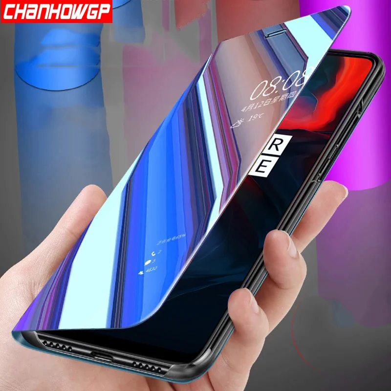 Зеркальный Чехол-книжка Smart View для Oneplus 6T чехол One plus 6 с полным покрытием OnePlus