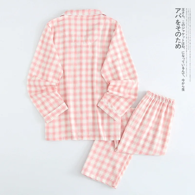 New 100% Cotton Yarn-dyed Couple Long Sleeve Pajamas Plaid Turn-down Collar Short Sleeve for Men and Women Pyjamas Home Pijama
New 100% Cotton Yarn-dyed Couple Long Sleeve Pajamas Plaid Turn-down Collar Short Sleeve for Men and Women Pyjamas Home Pijama
