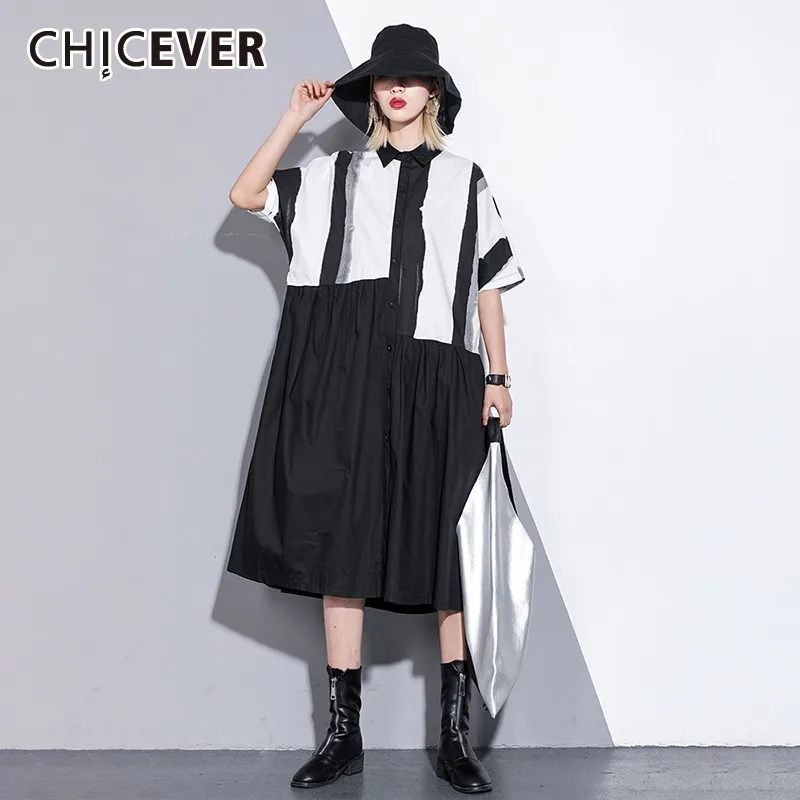 CHICEVER Spring Patchwork Striped Women Shirt Dress Square Collar Half Sleeve Loose Plus Size Knee-length Women's Clothing New
CHICEVER Spring Patchwork Striped Women Shirt Dress Square Collar Half Sleeve Loose Plus Size Knee-length Women's Clothing New