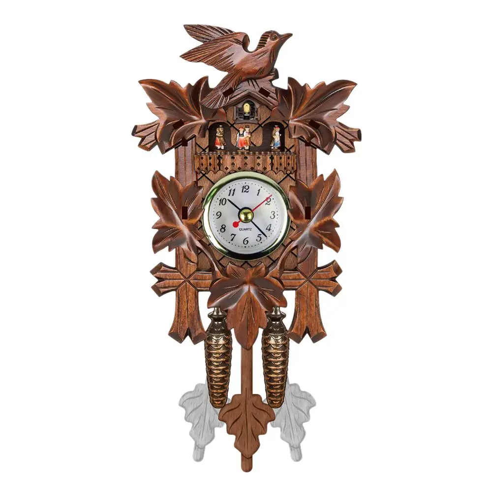 Винтажное украшения для дома настенные часы с птицей Висячие деревянные Cuckoo