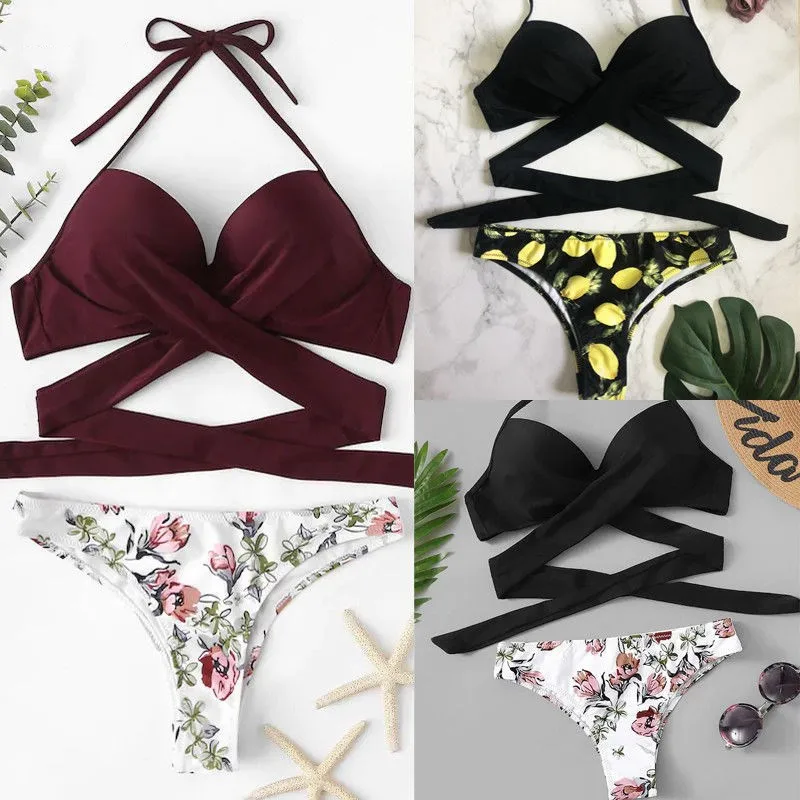 Hot Sale Women's Sexy Bandage Swimsuit Push-up Bikini Set Floral Printed Split Two Pieces Swimwear Beachwear Brazilian Biquini
Hot Sale Women's Sexy Bandage Swimsuit Push-up Bikini Set Floral Printed Split Two Pieces Swimwear Beachwear Brazilian Biquini