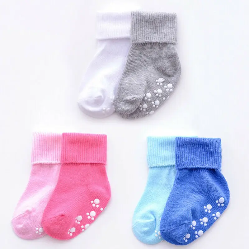 Теплые хлопковые нескользящие носки Pudcoco для новорожденных мальчиков и девочек