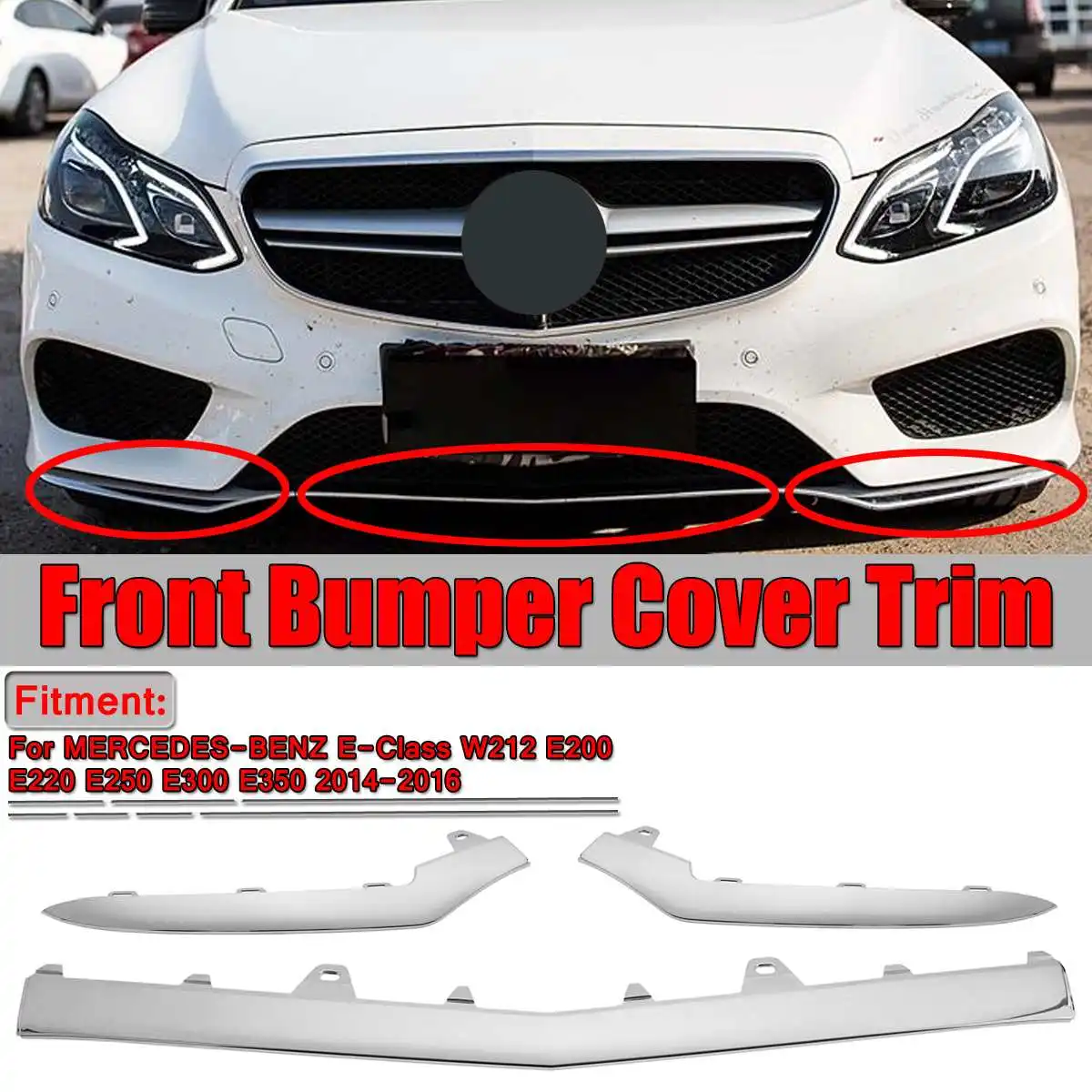 3pcs W212 Car Front Bumper Chrome Grille Cover Trim Molding For Mercedes For Benz E-Class W212 E200 E220 E250 E300 E350 2014-16
3pcs W212 Car Front Bumper Chrome Grille Cover Trim Molding For Mercedes For Benz E-Class W212 E200 E220 E250 E300 E350 2014-16