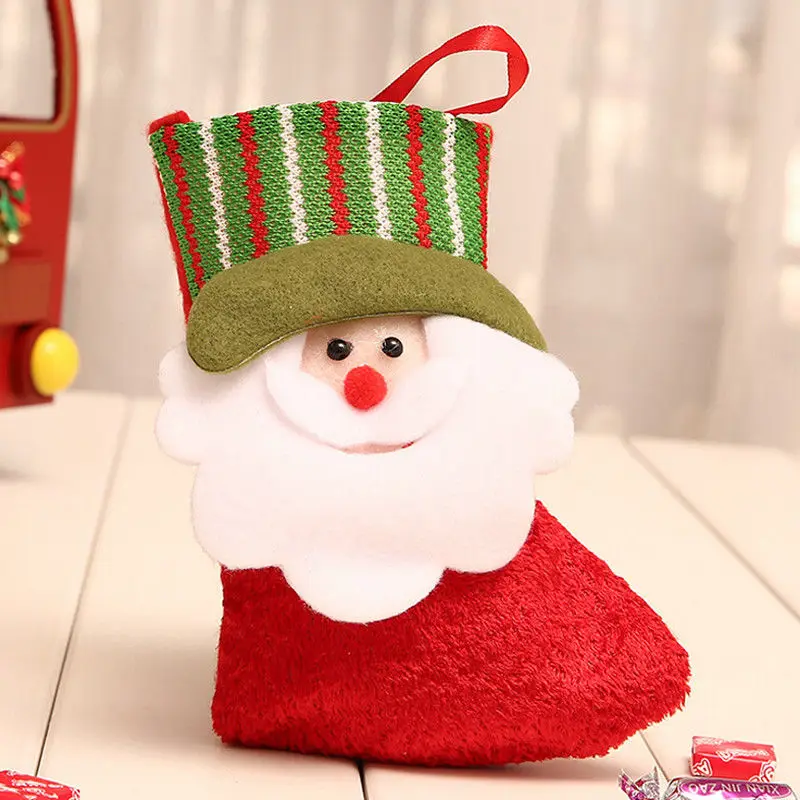 Рождественские чулки мини носки милый мультяшный Санта Клаус конфетные сумки
