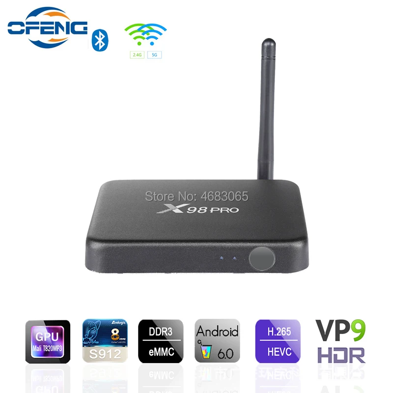 Smart TV BOX X98 PRO Android 6.0 2GB 16GB Amlogic S912 Octa Core 2.4G/5GHz Wifi BT4.0 4K Media player X98pro Set top box
Smart TV BOX X98 PRO Android 6.0 2GB 16GB Amlogic S912 Octa Core 2.4G/5GHz Wifi BT4.0 4K Media player X98pro Set top box