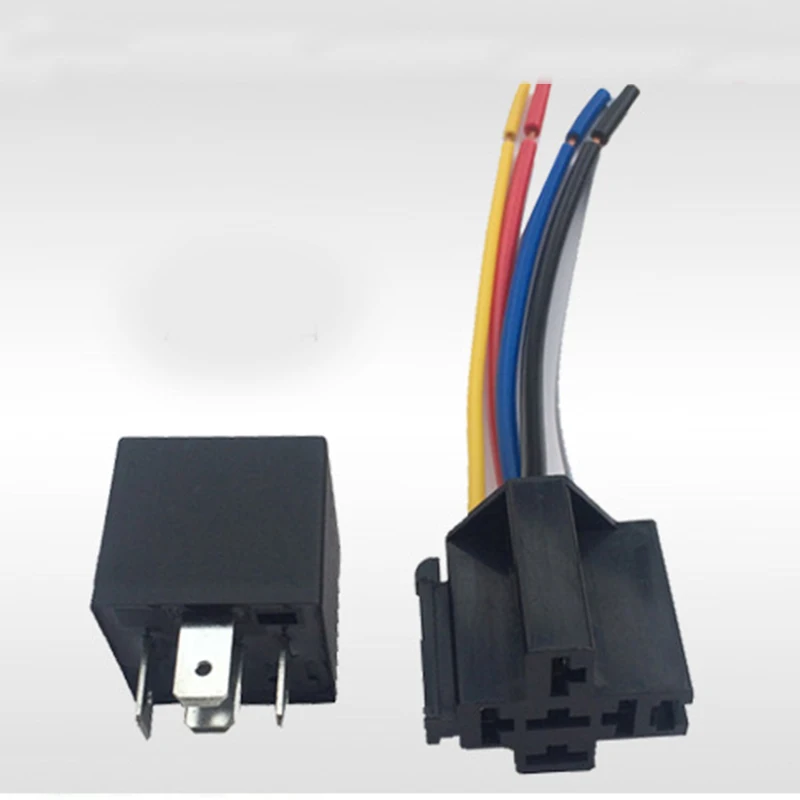 5 комплектов авто реле и гнездо SPDT Pin провода DC 12 V вольт 40A AMP Черный грузовик