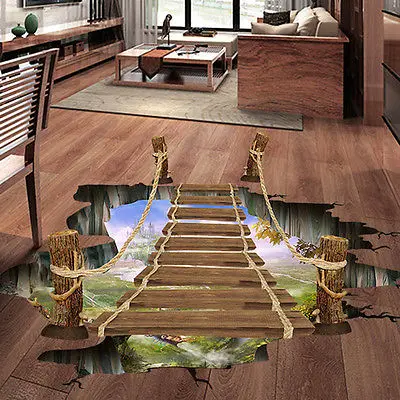 3D стены стикеры s мост пол/стены съемный настенные наклейки виниловые книги по