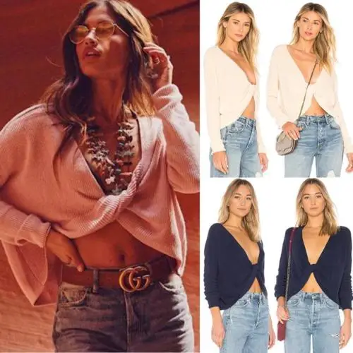 Women Casual Long Sleeve Deep V neck Criss Cross Sweater Knitted Short Jacket Outwear
Women Casual Long Sleeve Deep V neck Criss Cross Sweater Knitted Short Jacket Outwear