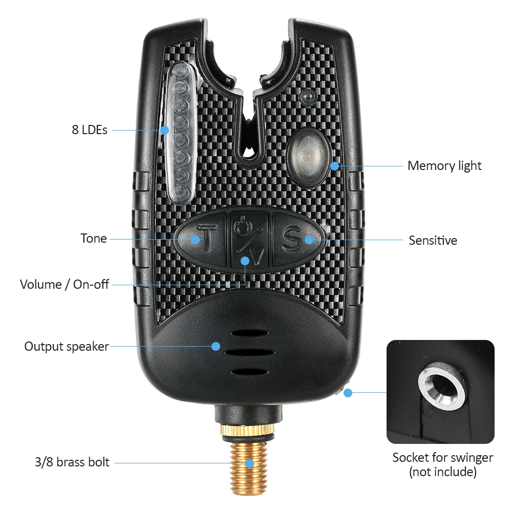 Lixada Fishing Bait Alarm Set 8 LED Alert Indicator Digital Kit with Portable Case | Спорт и развлечения