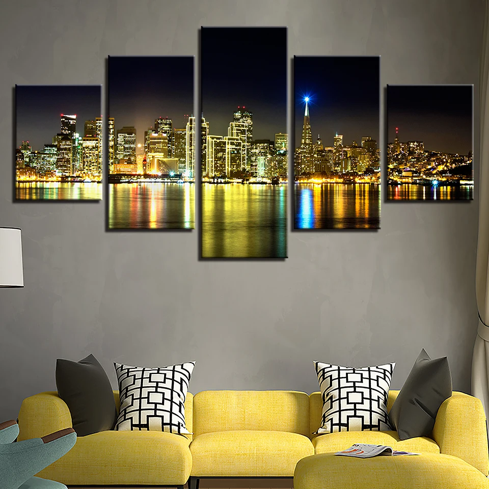 Home Decor Top-Rated Canvas Print Poster 5 Pieces Seaside City Building Tower Nightscape Picture Paintings Wall Art Framework
Home Decor Top-Rated Canvas Print Poster 5 Pieces Seaside City Building Tower Nightscape Picture Paintings Wall Art Framework