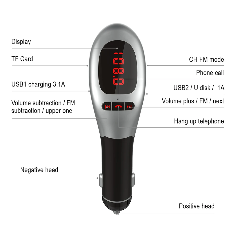 Автомобильное зарядное устройство KEBIDU с двумя USB-портами и поддержкой TF-карт |