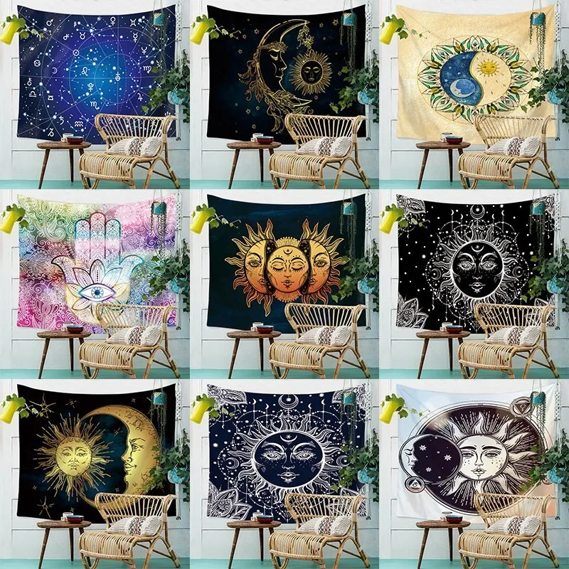110*130 см Sun Moon напечатанная мягкая настенная Ткань Гобелен из полиэстера Подвесной