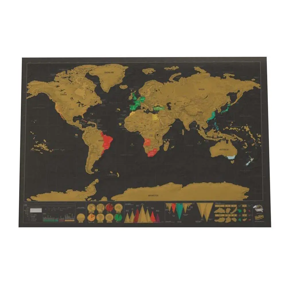 Deluxe Erase Black World Map Scratch off Personalized Travel for Room Home Decoration Wall Stickers | Дом и сад