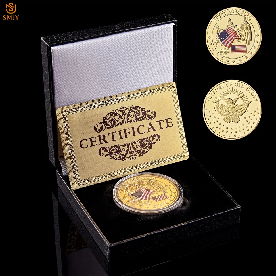 1777 USA Betsy Ross Flag Birth Of Old Glory Historical Gold Plated/Silver Challenge Souvenir Coin Value W/Black Display Box
1777 USA Betsy Ross Flag Birth Of Old Glory Historical Gold Plated/Silver Challenge Souvenir Coin Value W/Black Display Box