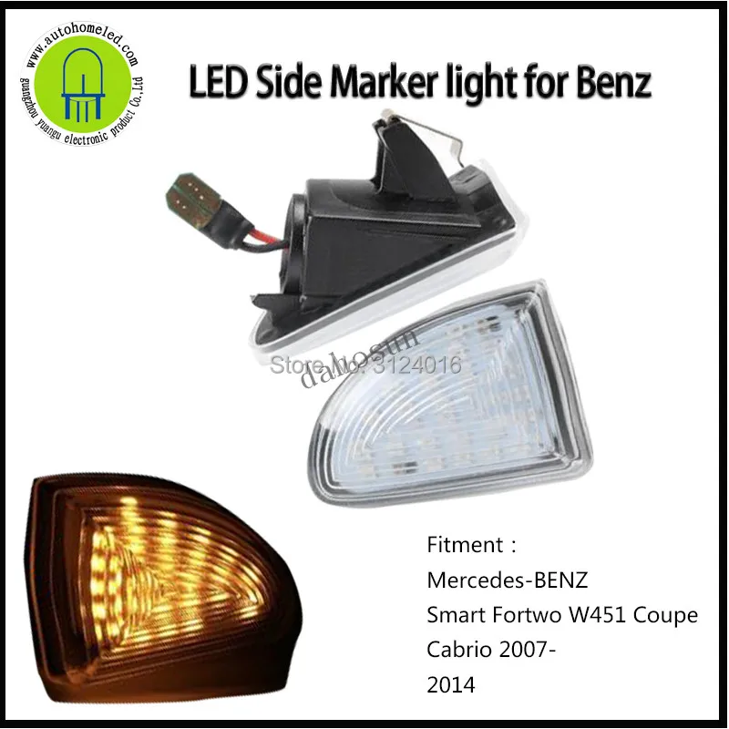 2pc X Dahosun Side Marker for Benz Smart Fortwo W451 Coupe Cabrio 2007- 2014 LED Style Clear Repeater Amber Light
2pc X Dahosun Side Marker for Benz Smart Fortwo W451 Coupe Cabrio 2007- 2014 LED Style Clear Repeater Amber Light