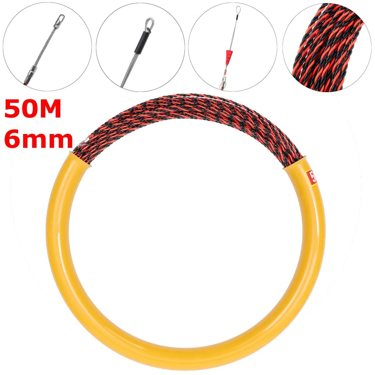 50mx6mm Cable Push Puller Conduit Snake Cable Rodder Fish Tape Wire Polyester Fish Tape Rodder Wear and Corrosion Resistant New
50mx6mm Cable Push Puller Conduit Snake Cable Rodder Fish Tape Wire Polyester Fish Tape Rodder Wear and Corrosion Resistant New